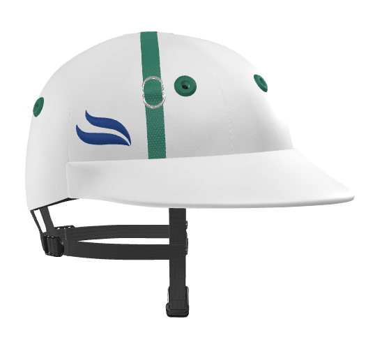 Casablanca Polo Helmet – White Leather (Hunter Green & Blue details)
