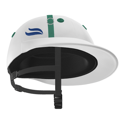 Casablanca Polo Helmet – White Leather (Hunter Green & Blue details)