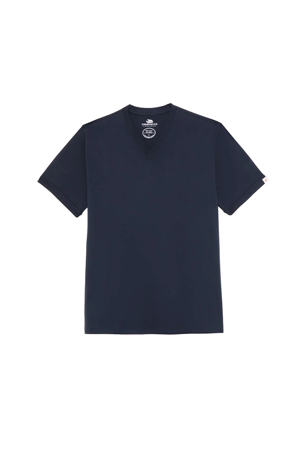 Casablanca V-Neck Pima Short Sleeve T-Shirt - Navy Blue