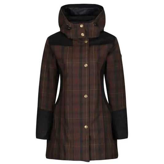 Odette Brown Check Waterproof Coat