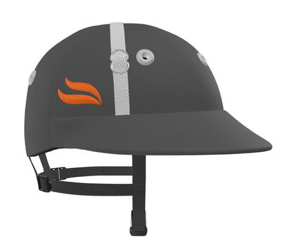 Casablanca Polo Helmet – Dark Grey with Orange Logo Cloth