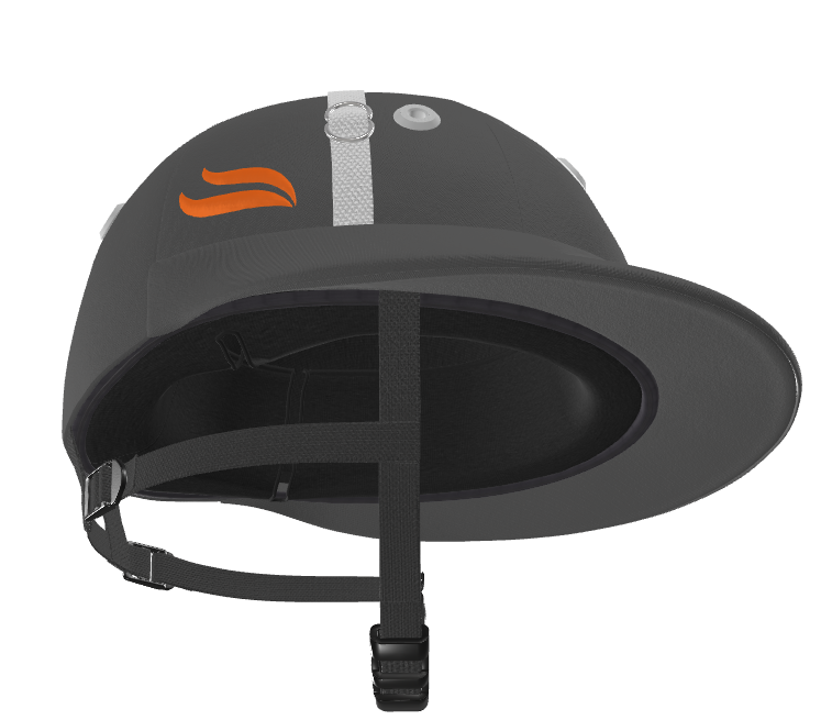 Casablanca Polo Helmet – Dark Grey with Orange Logo Cloth