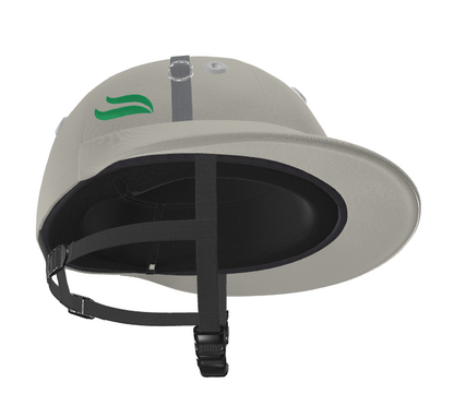Casablanca Polo Helmet – Light Grey and Green Logo Cloth