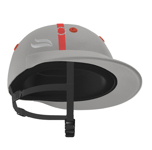 Casablanca Polo Helmet – Light Grey Cloth (Red & Silver details)