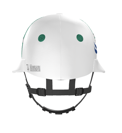 Casablanca Polo Helmet – White Leather (Hunter Green & Blue details)