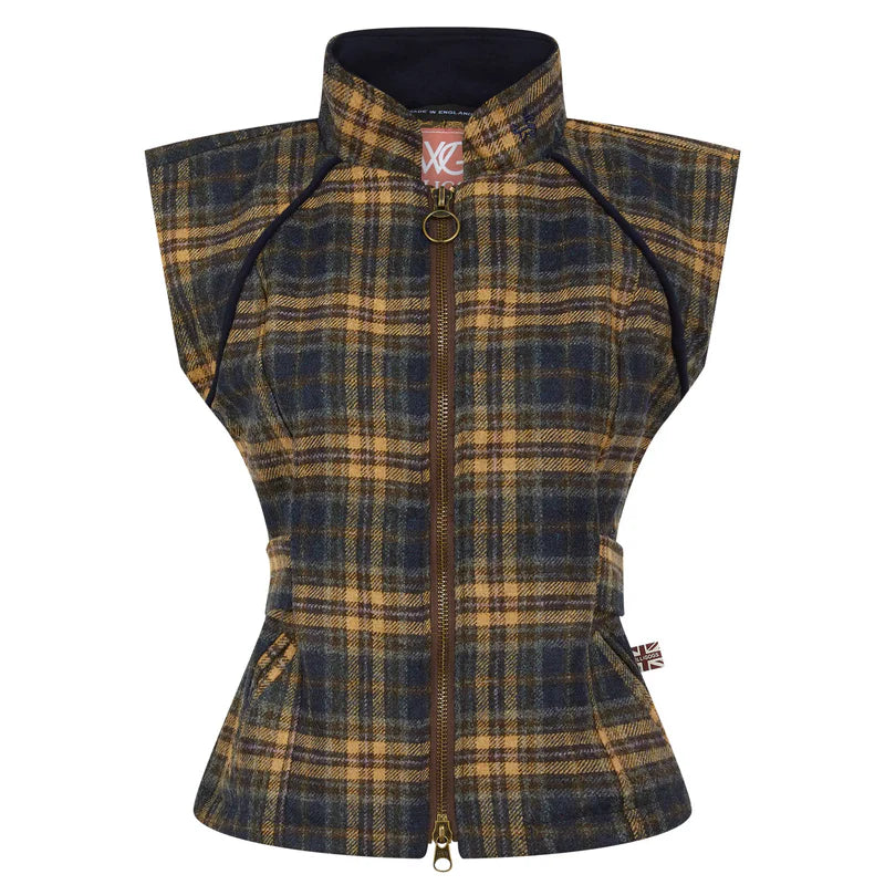 Burghley Navy Check Zipped Gilet