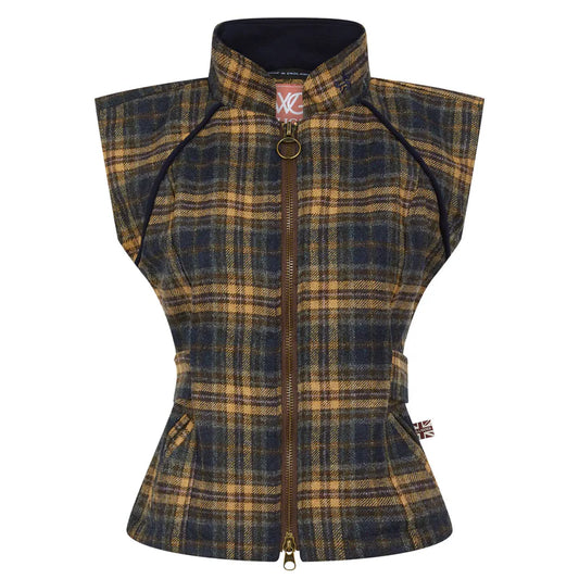 Burghley Navy Check Zipped Gilet